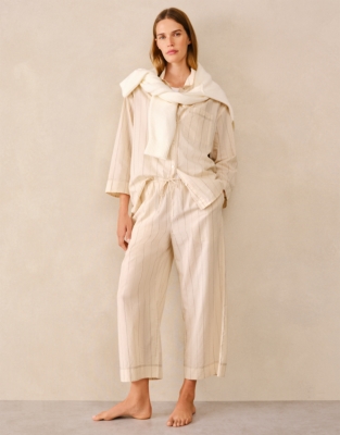 Organic Cotton Relaxed Cropped Pyjama Bottoms