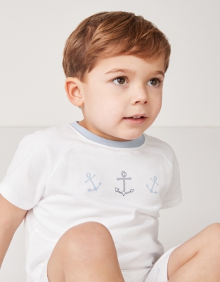 Organic Cotton Relaxed Fit Anchor Print Shortie Pyjamas (1–12yrs)