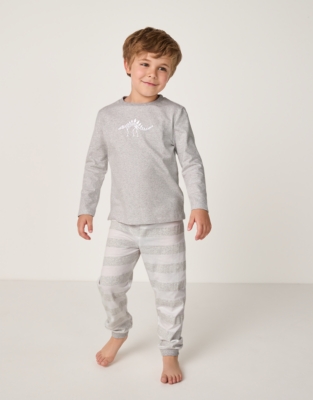 Organic Cotton Relaxed Fit Appliqué and Stripe Pyjamas (2–12yrs)