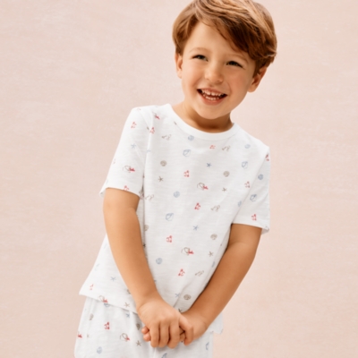 Organic Cotton Relaxed Fit Beach Scene Shortie Pyjamas (2–12yrs)