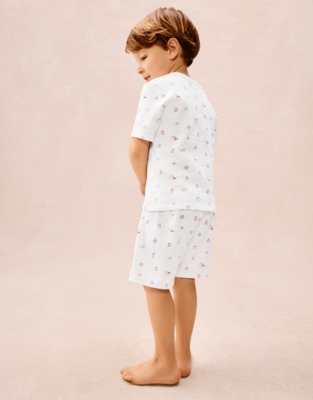 Organic Cotton Relaxed Fit Beach Scene Shortie Pyjamas (2–12yrs)
