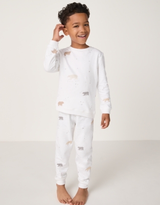 Organic Cotton Relaxed Fit Bear Brushed Back Pyjamas (2–12yrs)