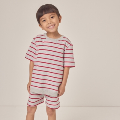 Organic Cotton Relaxed Fit Brushed Back Striped Shortie Pyjamas (1–12yrs)