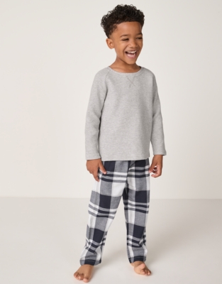 Organic Cotton Relaxed Fit Brushed Waffle & Check Pyjamas (2–12yrs)