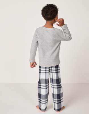 Organic Cotton Relaxed Fit Brushed Waffle & Check Pyjamas (2–12yrs)
