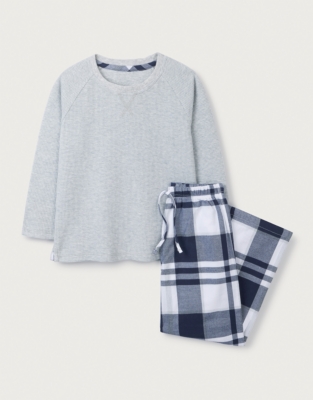 Organic Cotton Relaxed Fit Brushed Waffle & Check Pyjamas (2–12yrs)