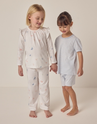 Organic Cotton Relaxed Fit Butterfly and Striped Pyjamas – Set of 2 (1–12yrs)