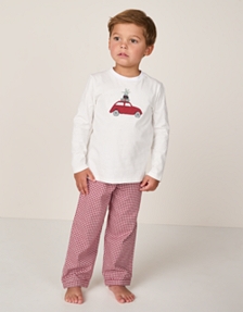 Organic Cotton Relaxed Fit Car Embroidery Gingham Pyjamas (2–12yrs)