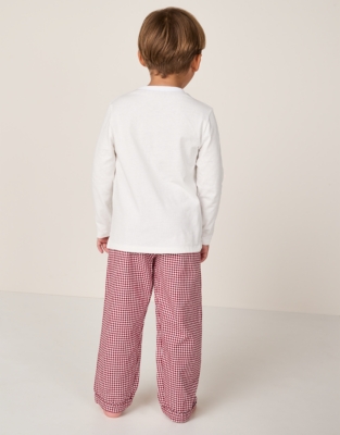 Organic Cotton Relaxed Fit Car Embroidery Gingham Pyjamas (2–12yrs)
