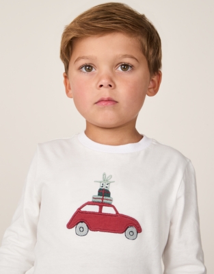 Organic Cotton Relaxed Fit Car Embroidery Gingham Pyjamas (2–12yrs)