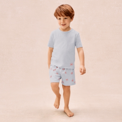 Organic Cotton Relaxed Fit Crab Embroidered Shortie Pyjamas (2–12yrs)