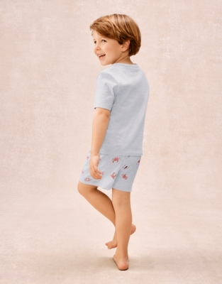 Organic Cotton Relaxed Fit Crab Embroidered Shortie Pyjamas (2–12yrs)