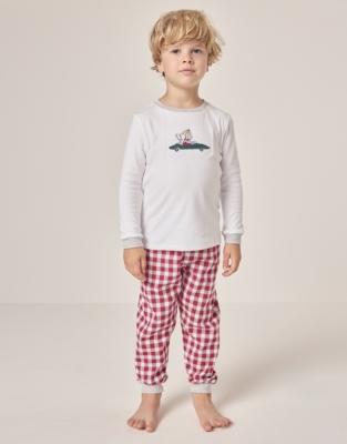 Organic Cotton Relaxed Fit Father Christmas’s Sports Car Motif Pyjamas (1–12yrs)