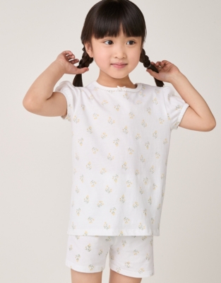 Organic Cotton Relaxed Fit Floral Puff Sleeve Shortie Pyjamas (1–12yrs)