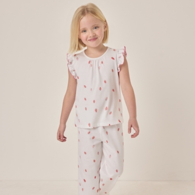 Organic Cotton Relaxed Fit Flutter Sleeve Strawberry Pyjamas (1–12yrs)