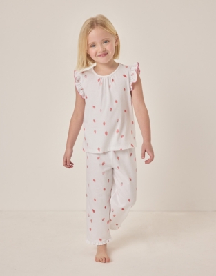 Organic Cotton Relaxed Fit Flutter Sleeve Strawberry Pyjamas (1–12yrs)