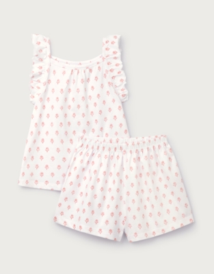 Organic Cotton Relaxed Fit Frill Sleeve Block Print Pyjamas (2–12yrs)