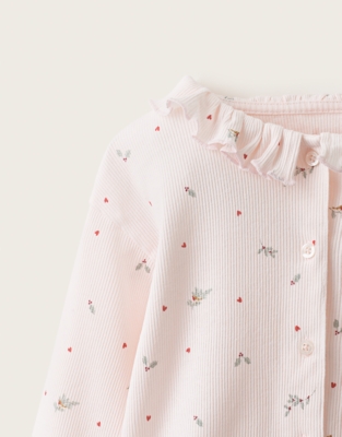 Organic-Cotton Relaxed Fit Holly & Hearts Frill Neck Pyjamas (1–12yrs)