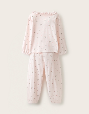 Organic-Cotton Relaxed Fit Holly & Hearts Frill Neck Pyjamas (1–12yrs)
