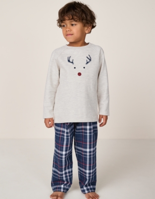 Organic Cotton Relaxed Fit Jingles & Check Pyjamas (2–12yrs)