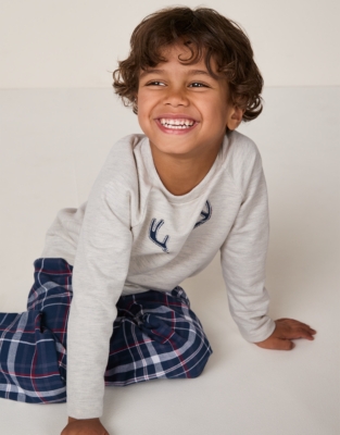 Organic Cotton Relaxed Fit Jingles & Check Pyjamas (2–12yrs)