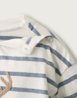 Organic-Cotton Relaxed Fit Jingles Blue Stripe Pyjamas (1–12yrs)