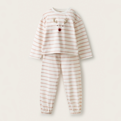 Organic-Cotton Relaxed Fit Jingles Pink Stripe Pyjamas (1–12yrs)