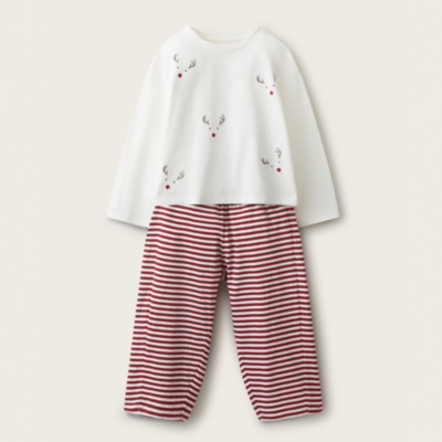 Organic-Cotton Relaxed Fit Jingles Red Stripe Pyjamas (1–12yrs)