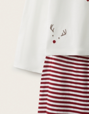 Organic-Cotton Relaxed Fit Jingles Red Stripe Pyjamas (1–12yrs)