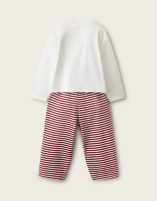 Organic-Cotton Relaxed Fit Jingles Red Stripe Pyjamas (1–12yrs)