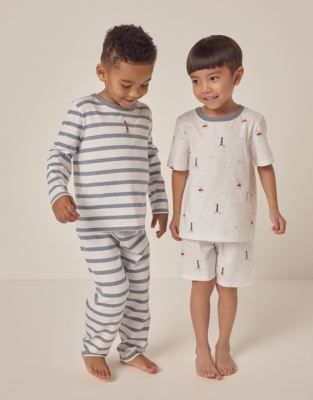 Organic Cotton Relaxed Fit Lighthouse and Striped Pyjamas – Set of 2 (1–12yrs)