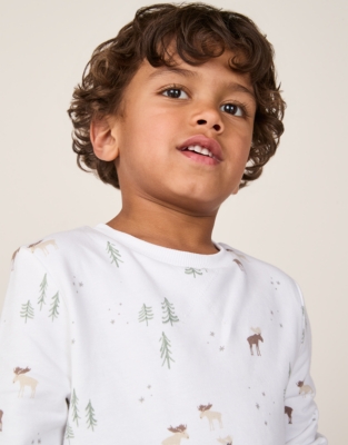 Organic Cotton Relaxed Fit Moose Print Pyjamas (2–12yrs)