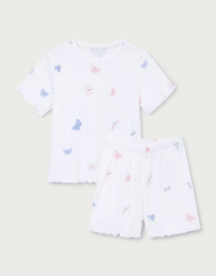 Organic Cotton Relaxed Fit Pointelle Butterfly Shortie Pyjamas (2–12yrs)