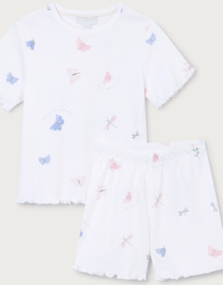 Organic Cotton Relaxed Fit Pointelle Butterfly Shortie Pyjamas (2–12yrs)