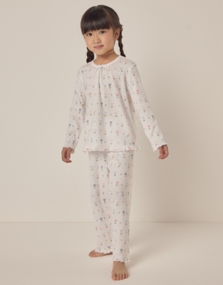 Organic Cotton Relaxed Fit Pointelle Heart Floral Pyjamas (1–12yrs)