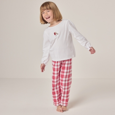 Organic Cotton Relaxed Fit Robin & Check Pyjama Bottoms (1–12yrs)