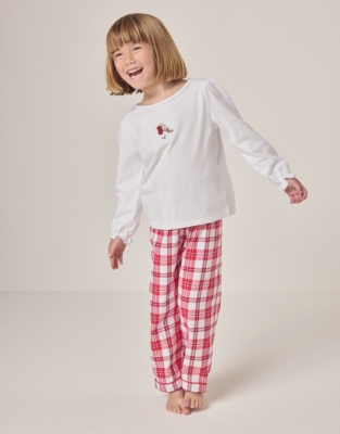 Organic Cotton Relaxed Fit Robin & Check Pyjama Bottoms (1–12yrs)