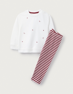 Organic Cotton Relaxed Fit Robin Embroidered Set (0–4yrs)