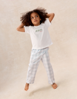 Organic Cotton Relaxed Fit Rowing Alligators & Gingham Pyjamas (2–12yrs)