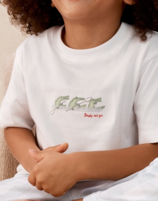 Organic Cotton Relaxed Fit Rowing Alligators & Gingham Pyjamas (2–12yrs)