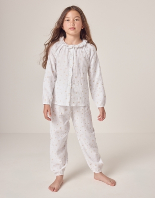 Organic Cotton Relaxed Fit Sparkle Snowflake Button Through Pyjamas (1–12yrs)