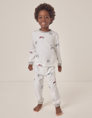 Organic Cotton Relaxed Fit Tractor Brushed Back Pyjamas (1–12yrs)