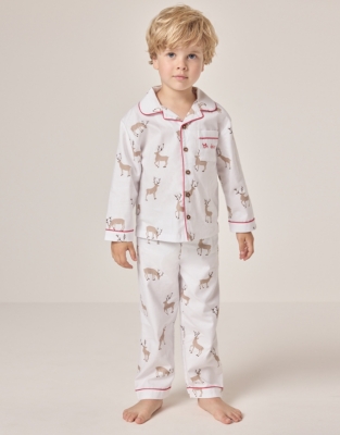 Organic Cotton Relaxed Fit Traditional ‘Oh Deer’ Pyjamas (1–12yrs)