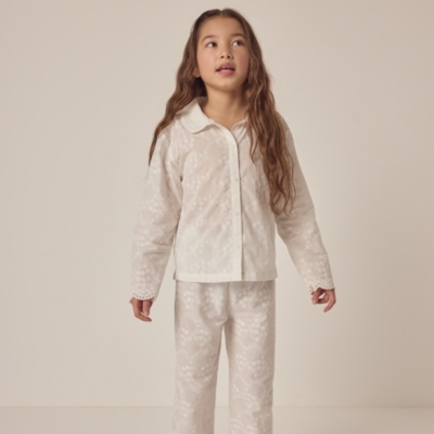 Organic Cotton Relaxed Fit Traditional Broderie Pyjamas (1–12yrs)