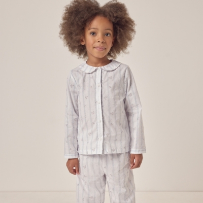 Organic Cotton Relaxed Fit Traditional Dobby Floral and Stripes Pyjamas (1–12yrs)