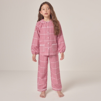 Organic Cotton Relaxed Fit Traditional Gingham Lace Pyjamas (1–12yrs)