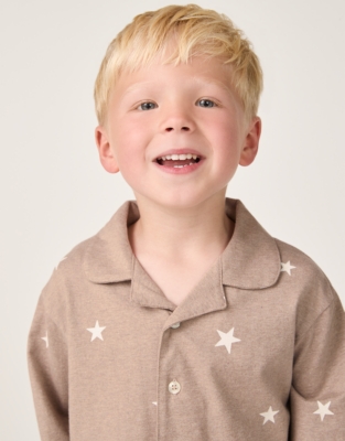 Organic Cotton Relaxed Fit Traditional Neutral Star Pyjamas (2–12yrs)