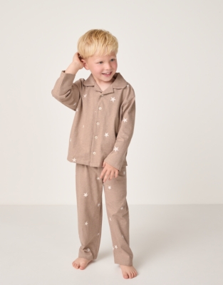 Organic Cotton Relaxed Fit Traditional Neutral Star Pyjamas (2–12yrs)