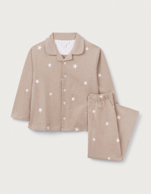 Organic Cotton Relaxed Fit Traditional Neutral Star Pyjamas (2–12yrs)