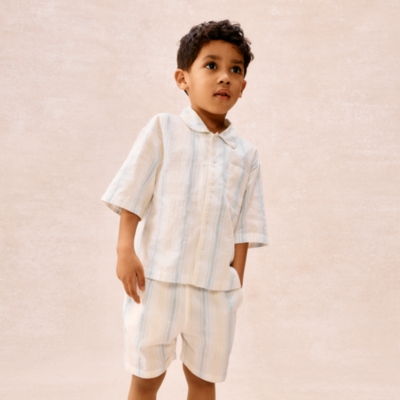 Organic Cotton Relaxed Fit Traditional Summer Stripe Shortie Pyjamas (2–12yrs)